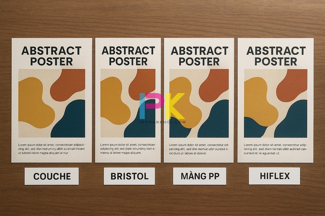 Các chất liệu in poster Tết phổ biến: Couche – Bristol – PP – Hiflex.