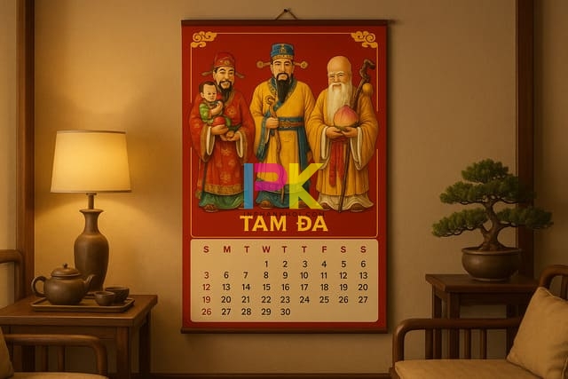 Bộ sưu tập mẫu lịch treo tường 2026 đẹp và in chuẩn màu 5 Chủ đề Phúc – Lộc – Thọ luôn là nhóm mẫu bán chạy nhất dịp Tết.