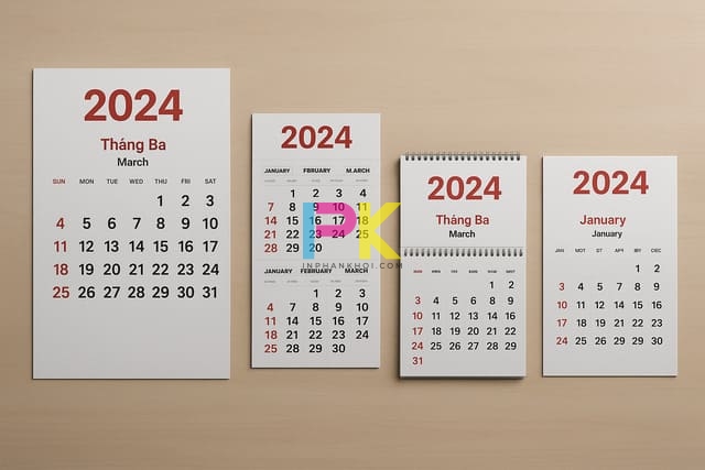 Bộ sưu tập mẫu lịch treo tường 2026 đẹp và in chuẩn màu 4 Các kiểu lịch treo tường 2026 phổ biến được doanh nghiệp sử dụng.