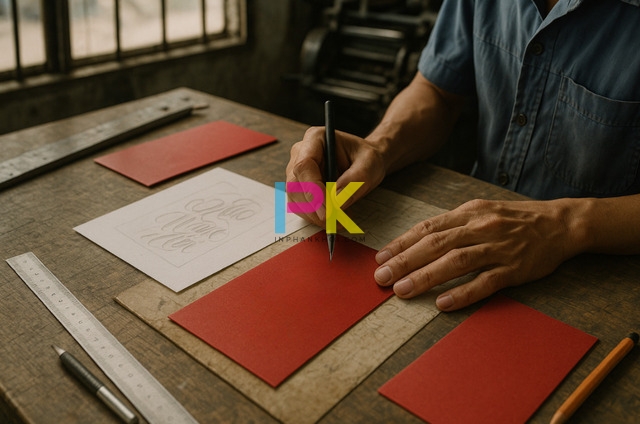 Mẫu phong bì ghi lời chúc Thánh Mẫu, chụp tại bàn thiết kế Xưởng In Phan Khôi TP.HCM.