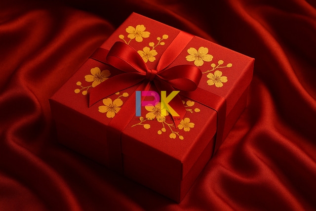 Bộ sưu tập mẫu hộp quà Tết sang trọng và cách in đẹp, chuẩn màu 3 Mẫu hộp đỏ – vàng truyền thống mang biểu tượng mai – đào.