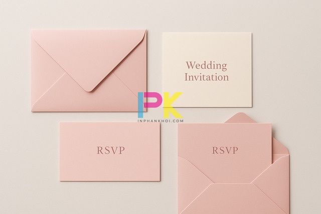 Mẫu phong bì cưới hiện đại gam pastel in offset tại Xưởng In Phan Khôi.