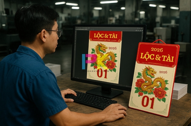 Quy trình in lịch bloc 2026 chuyên nghiệp tại Xưởng In Phan Khôi.