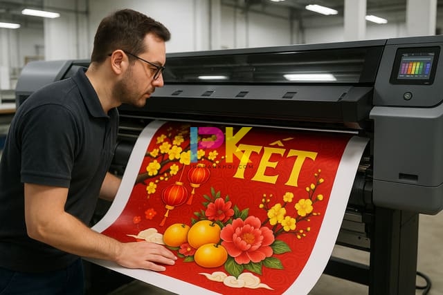 Quy trình in poster Tết nhanh trong ngày tại Xưởng In Phan Khôi.