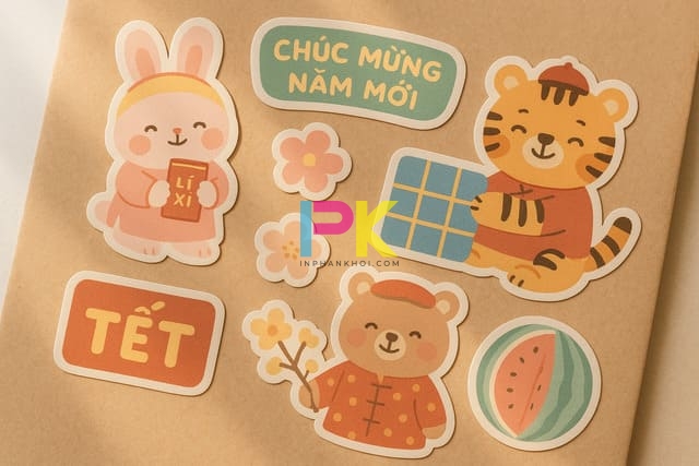Sticker Tết phong cách cute – hợp dán bao lì xì mini.