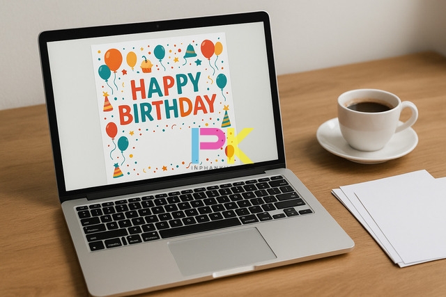 Hướng dẫn chi tiết cách làm thiệp sinh nhật bằng giấy A4 đơn giản tại nhà 13 Giao diện máy tính hiển thị mẫu thiệp sinh nhật A4 có thể tải và chỉnh sửa tại Xưởng In Phan Khôi.