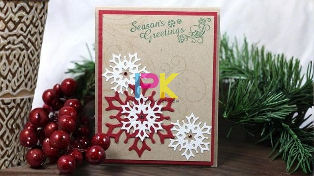 Cách làm thiệp Giáng sinh bằng giấy A4 trang trì bởi bông tuyết