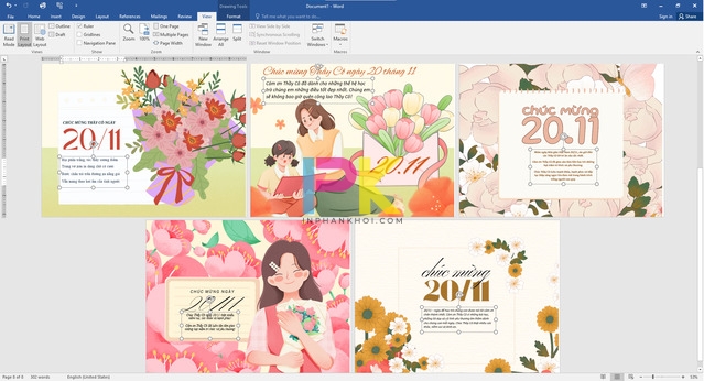 Hướng dẫn tải mẫu thiệp 20/11 dạng JPG, PDF, WORD đẹp miễn phí