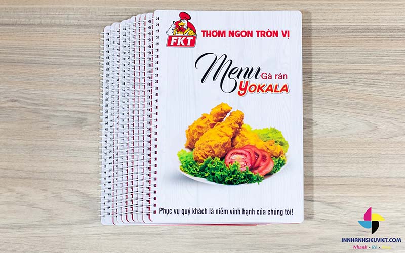 Menu nhựa 4 lớp cán mờ đóng lò xo