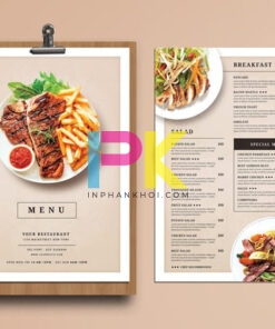 In menu nhà hàng phương tây
