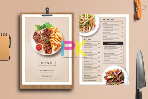In menu nhà hàng phương tây