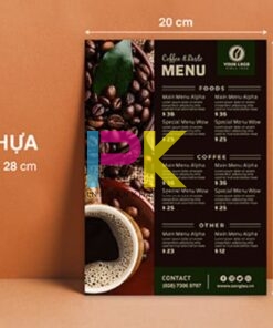 in menu nhựa thiết kế theo yêu cầu