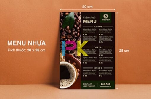 in menu nhựa thiết kế theo yêu cầu