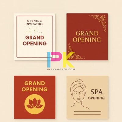Thiệp mời khai trương hiện đại – tối giản – tone trắng