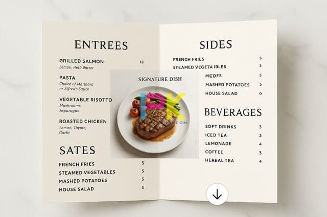 Layout menu nhà hàng khoa học dễ đọc