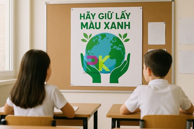 Poster bảo vệ môi trường được treo trong trường học và cộng đồng