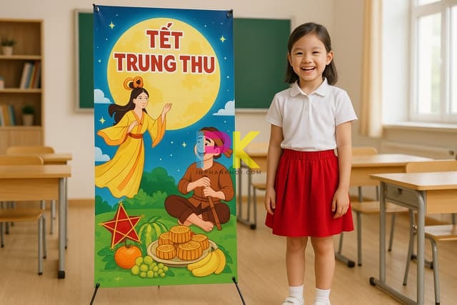 Standee trung thu chân chữ X cho trường học