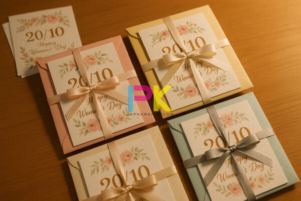 Thiệp 20/10 được đóng gói kèm phong bì cùng tone màu