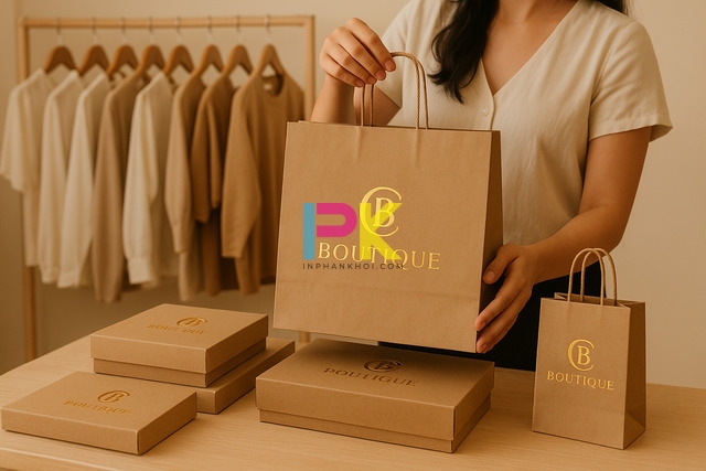 Top 99+ Logo shop quần áo thời trang đẹp phù hợp cho từng loại cửa hàng 4 In logo shop quần áo trên túi giấy và hộp giấy thời trang