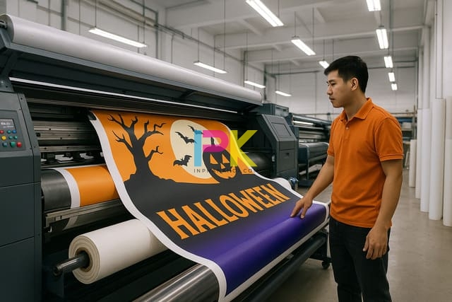 Mẫu banner Halloween đẹp, sáng tạo và dễ in cho mùa lễ hội 2025 4 In banner Halloween trên bạt hiflex và vải canvas chất lượng cao