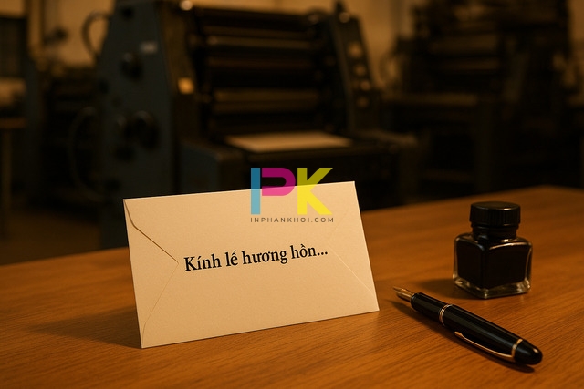 Cách ghi phong bì đám giỗ chuẩn trang trọng đúng lễ nghi 8 Phong bì đám giỗ in sẵn dòng Kính lễ hương hồn được đặt trên bàn tại Xưởng In Phan Khôi TP.HCM