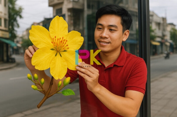 Bộ decal Tết 2026 dán kính khổ lớn được in tại Xưởng In Phan Khôi.