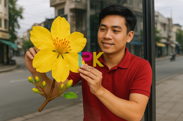 Bộ decal Tết 2026 dán kính khổ lớn được in tại Xưởng In Phan Khôi.