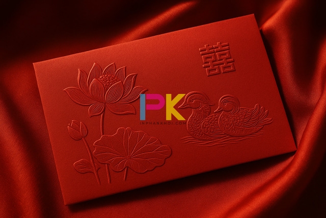 Tổng hợp mẫu phong bì mừng đám cưới đẹp, sang trọng in nhanh tại TP.HCM 10 Họa tiết hoa sen và đôi uyên ương in nổi trên phong bì cưới Việt Nam