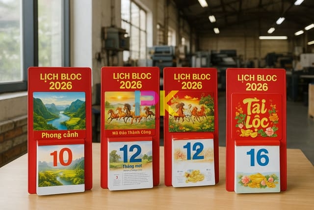 Bộ sưu tập mẫu lịch bloc 2026 tiêu biểu tại Xưởng In Phan Khôi.