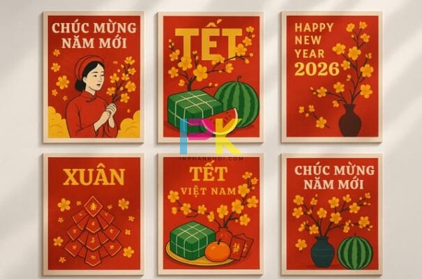 Các phong cách poster Tết phổ biến: truyền thống – tối giản – hiện đại.