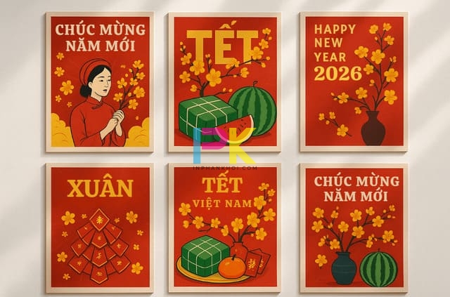 Các phong cách poster Tết phổ biến: truyền thống – tối giản – hiện đại.