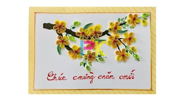 Cách làm thiệp chúc mừng năm mới đẹp, đơn giản và dễ in lại khi cần 10 Làm thiệp Tết 3D bằng giấy cuốn nhiều màu 1