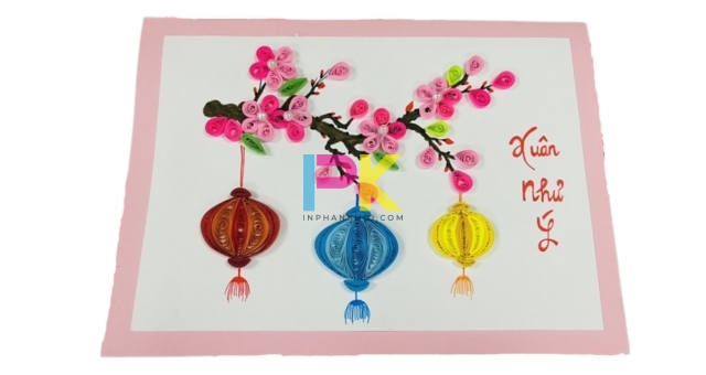 Cách làm thiệp chúc mừng năm mới đẹp, đơn giản và dễ in lại khi cần 12 Làm thiệp Tết 3D bằng giấy cuốn nhiều màu 3